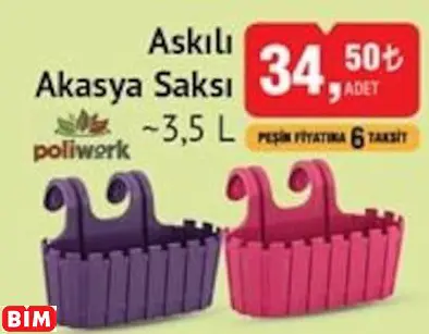 POLİWORK ASKILI AKASYA SAKSI ~3,5 L POLİWORK ASKILI AKASYA SAKSI ~3,5 L